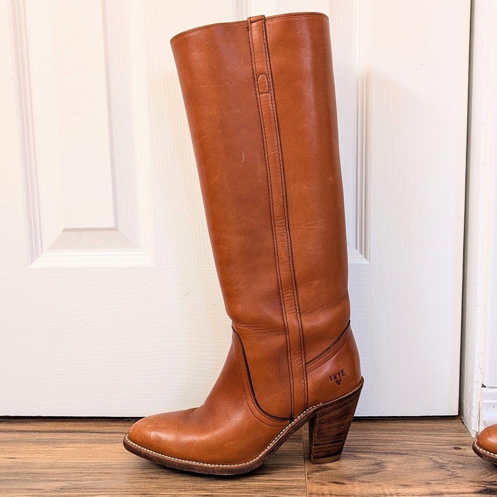 Frye Vintage 1970s Women's Cognac Brown Leather Boots